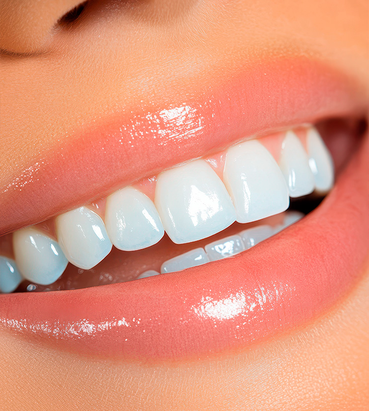 Sorriso com dentes claros após clareamento dental acompanhado por profissional
